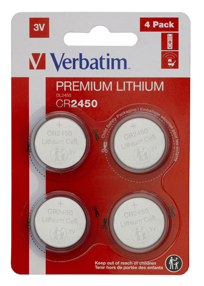 Verbatim CR2450 3V Lithium Battery (4 pack) - W126181788