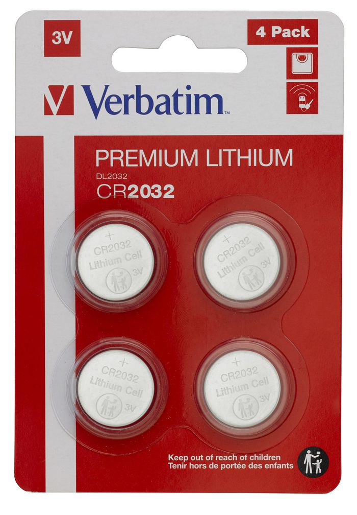Verbatim CR2032 3V Lithium Battery (4 pack) - W126181786