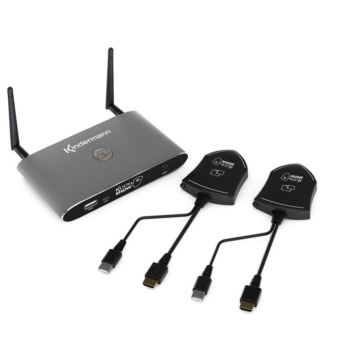 Kindermann KLICK & SHOW K-42H Kit, Wireless Presentation System with 2 HDMI WIFI transmitters - W125995911