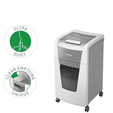 Leitz Quiet, clean and secure autofeed paper shredder. Shreds 300 sheets automatically. P5 micro cut. - W126159317