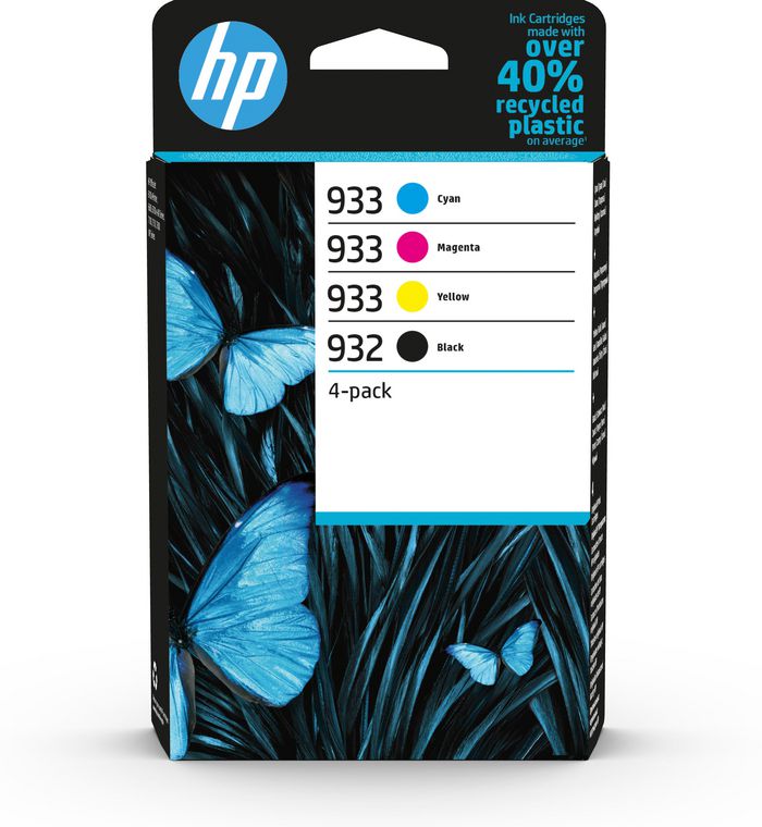 HP 932 Pack de 4 cartouches d'encre noire/ 933 Pack de 4 cartouches d'encre cyan/magenta/jaune authentiques - W126091204