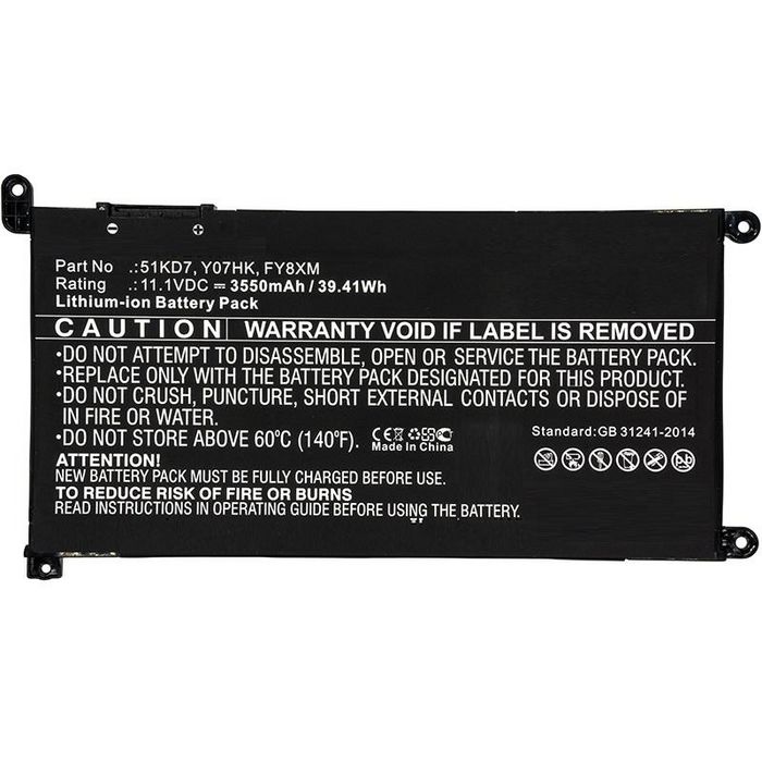 CoreParts Laptop Battery for Dell 37.7Wh Li-ion 11.1V 3400mAh Black for Dell Notebook, Laptop Chromebook 11 3100, Chromebook 11 3180, Chromebook 11 3189 - W125993395