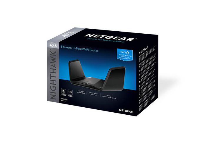 Netgear WiFi 6 (802.11ax) 6.6Gbps, 2.4 & 5GHz & 5GHz, MU-MIMO, 4x Gigabit LAN, USB 3.0, Quad-core 1.5GHz CPU, 347 x 208 x 167 mm, Black - W126258136