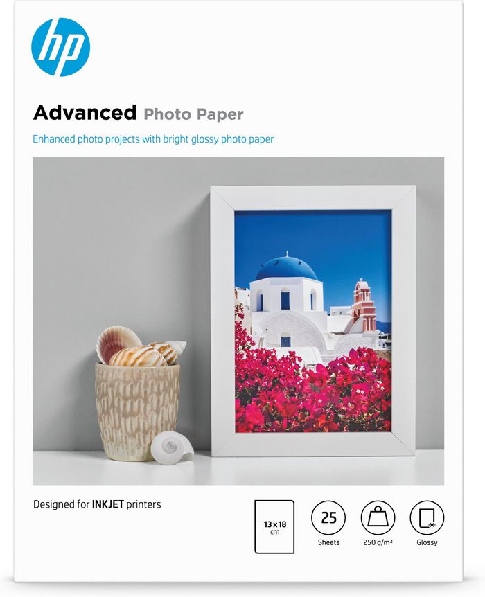 HP Advanced Glossy Photo Paper-25 sht/13 x 18 cm borderless - W124690614