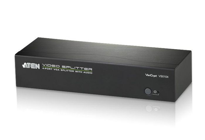Aten 4 Port VGA Splitter with Audio, Metal, Black - W125365890
