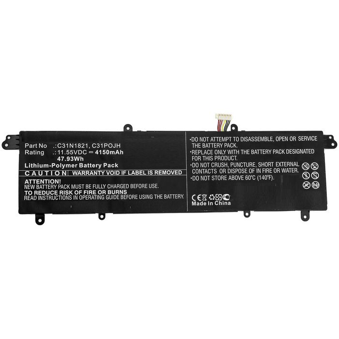 CoreParts Laptop Battery for Asus 48Wh Li-Pol 11.55V 4150mAh, for for ASUS, UX3000XN, UX392FA, UX392FN-2B, Vivobook 14 S433FL-EB072T, 14 S433FL-EB107T, 14 S433FL-EB180T, 14 S433FL-EB181, S13 UX392FN-8565, S13 UX392FN-AB003T, S13 UX392FN-AB003TS, S13 UX392FN-AB006R, S13 UX392FN-AB006T, S13 UX392FN-AB007T, S13 UX392FN-AB009R, S13 UX392FN-AB009T, S13 UX392FN-AB016T, S13 UX392FN-AB017T, S13 UX392FN-E7601T, S13 UX392FN-SP8509T, S13 UX392FN-XS71, UX392, UX392FA, UX392FA-AB001R, UX392FA-AB002R, UX392FA-AB004T, UX392FA-AB007T, UX392FA-AB016T, UX392FA-AB017T, UX392FA-AB019T, UX392FA-AB021T, UX392FA-AB030T, UX392FA-AB032R - W126265826