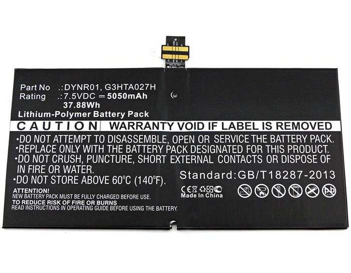 CoreParts Battery for Microsoft Tablet 37.88Wh Li-Pol 7.5V 5050mAh Black for Microsoft Tablet 1724, Surface 4, Surface Pro 4, Surface Pro 4 1724 - W125994156