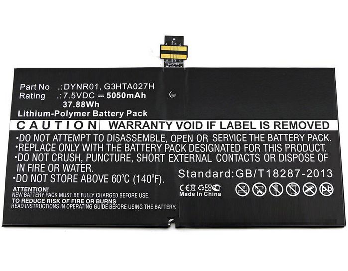 CoreParts Battery for Microsoft Surface 4, 38Wh Li-ion 7.5V 5050mAh, for Microsoft Surface 4 and PRO 4 1724 (without cavity for heatshield) - W125175545