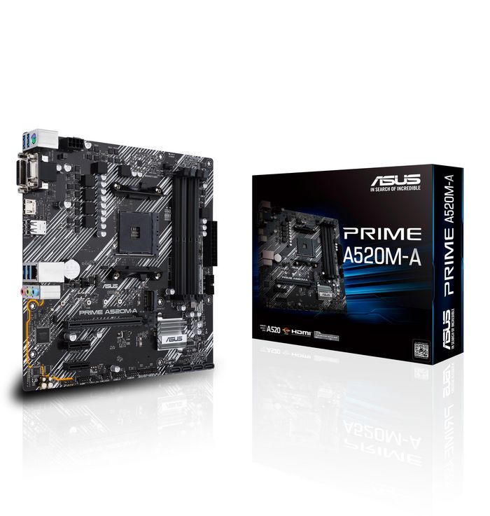 Asus AMD A520 (Ryzen AM4) micro ATX motherboard with M.2 support, 1 Gb Ethernet, HDMI/DVI/D-Sub, SATA 6 Gbps, USB 3.2 Gen 1 Type-A - W126266256