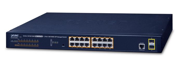 Planet 16-Port 10/100/1000T 802.3at PoE + 2-Port 100/1000X SFP Managed Switch - W124490096
