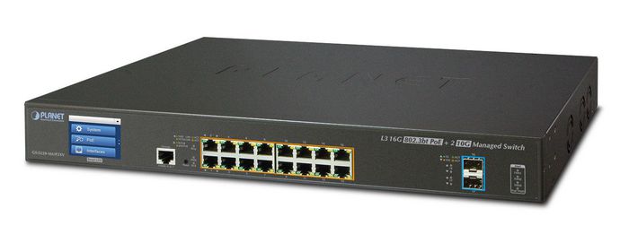Planet L3 16-Port 10/100/1000T Ultra PoE + 2-Port 10G SFP+ Managed Switch with LCD Touch Screen (400W) - W124655528