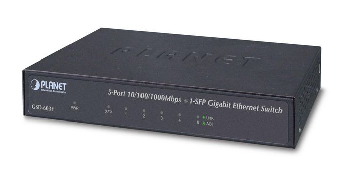 Planet 5-Port 10/100/1000BASE-T + 1-Port 1000BASE-X SFP Gigabit Ethernet Switch - W125155148