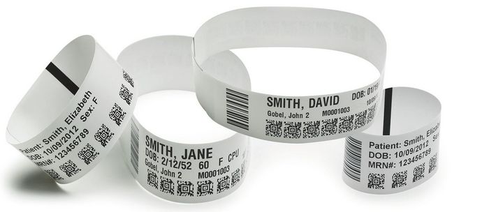 Zebra Wristband, Synthetic, 25.4x279.4mm) Direct Thermal, Z-Band Ultra Soft, Coated, Permanent Adhesive, Cartridge 175 bands/cart, 6 cart/box - W124696897