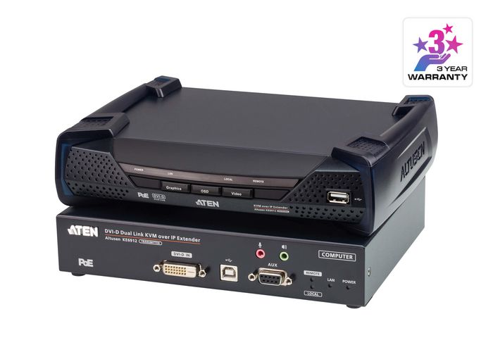 Aten Système d'extension KVM 2K DVI-D Dual Link sur IP avec PoE - W125603300