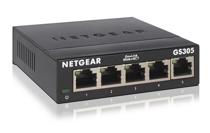 Netgear GS305v3, 5x RJ-45, 10/100/1000Mbps, 2K, 128 KB, 10 Gbps, metal - W125055383