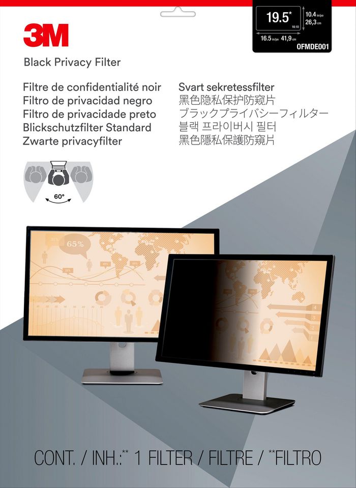 3M 3M Privacy Filter for 19.5in Monitor, 16:10, PF195W1B - W126277081