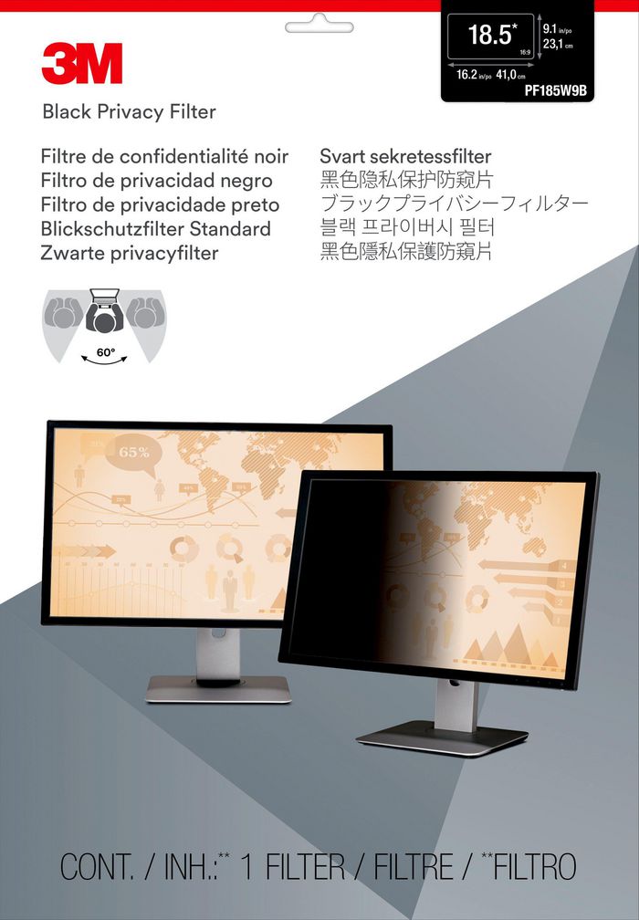 3M Filtre de confidentialité 3M pour moniteur à écran panoramique 18,5" (PF185W9B) - W126277131