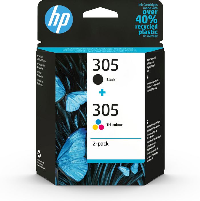 HP 305 2-Pack Tri-color/Black Original Ink Cartridge - W126091205