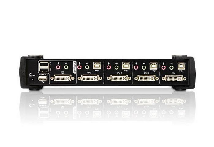 Aten 4-Port USB DVI KVM Switch with Audio & USB 2.0 Hub (KVM Cables included) - W124548006