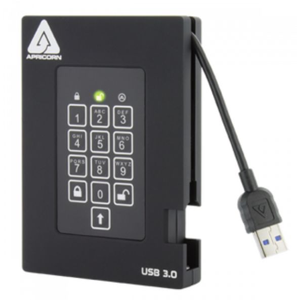 Apricorn Aegis Padlock Fortress - Solid state drive 4 TB external (portable) USB 3.0 buffer: 8 MB FIPS 140-1 Level 2 - W126279383