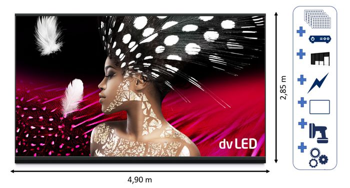 Sharp/NEC Indoor LED 1.2 mm 220" UHD Bundle, 800cd/m², 16:9, 1.2 mm, 5000:1, 100000 hrs, ≤ 3840Hz, 3000 - 9500K, 16 bit - W125960734