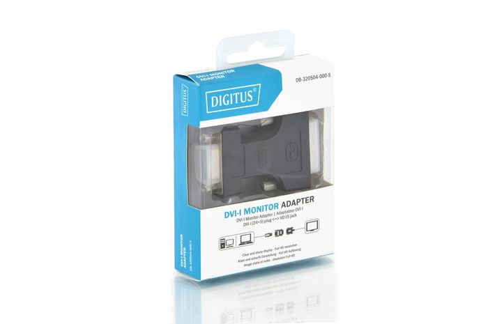 Digitus DVI adapter, DVI(24 5) - HD15 M/F, DVI-I dual link, bl - W125415592