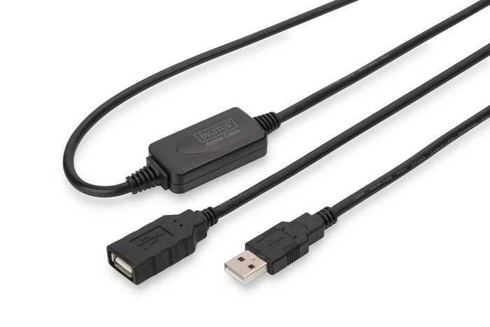 Digitus Active USB 2.0 Repeater/Extension Cable, 10 m A/M to A/F, black - W124789590