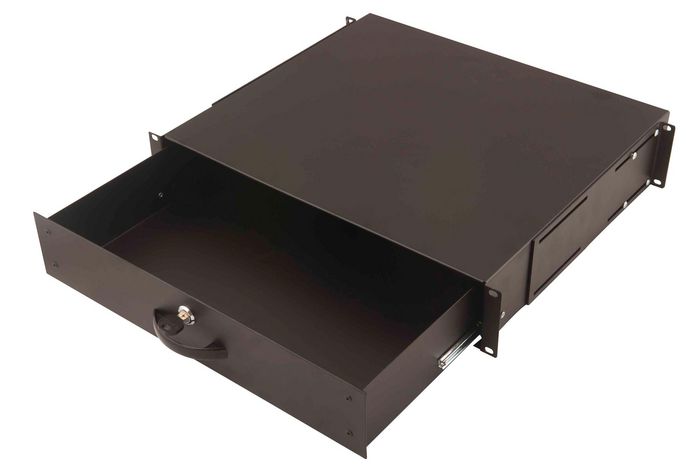 Digitus 2U lockable drawer with handle 88x481x400 mm, color black (RAL 9005) - W125089222