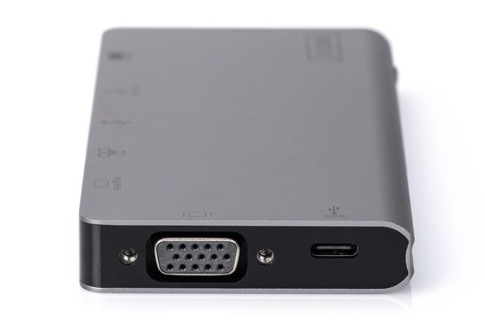Digitus USB-C Multiport Travel Dock, 8 Port, gray 2x video, 2x USB-C, 2x USB3.0, RJ45,2x card reader - W125508393