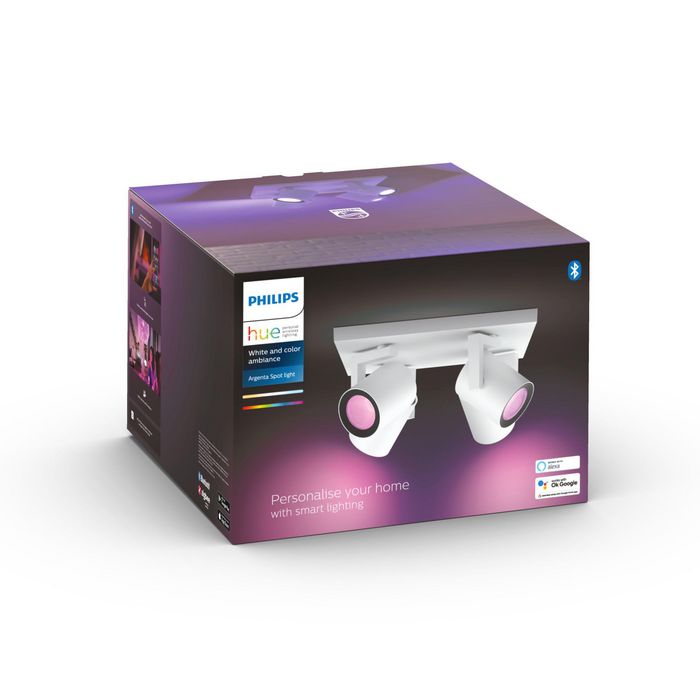 Philips by Signify Hue White and colour ambience Argenta quadruple spotlight Includes GU10 LED bulb Bluetooth control via app Control with app or voice* Add Hue Bridge to unlock more - W124338982