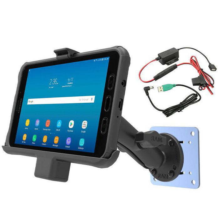 RAMB101225BSAM7PAHARU, RAM Mounts Powered Mount for Samsung Tab Active2 with Backing Plate