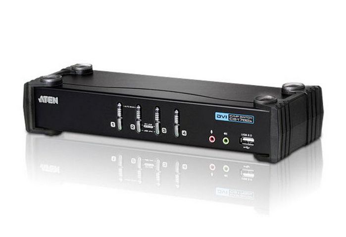 Aten 4-Port USB DVI KVM Switch with Audio & USB 2.0 Hub (KVM Cables included) - W125487093