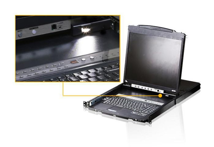 Aten 8 PS/2-USB VGA D.Rail LCD KVM SW. UK KB - W126341801