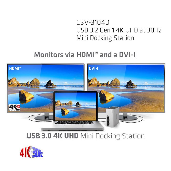 Club3D SenseVision USB 3.0 4K UHD Mini Docking Station - W124982706