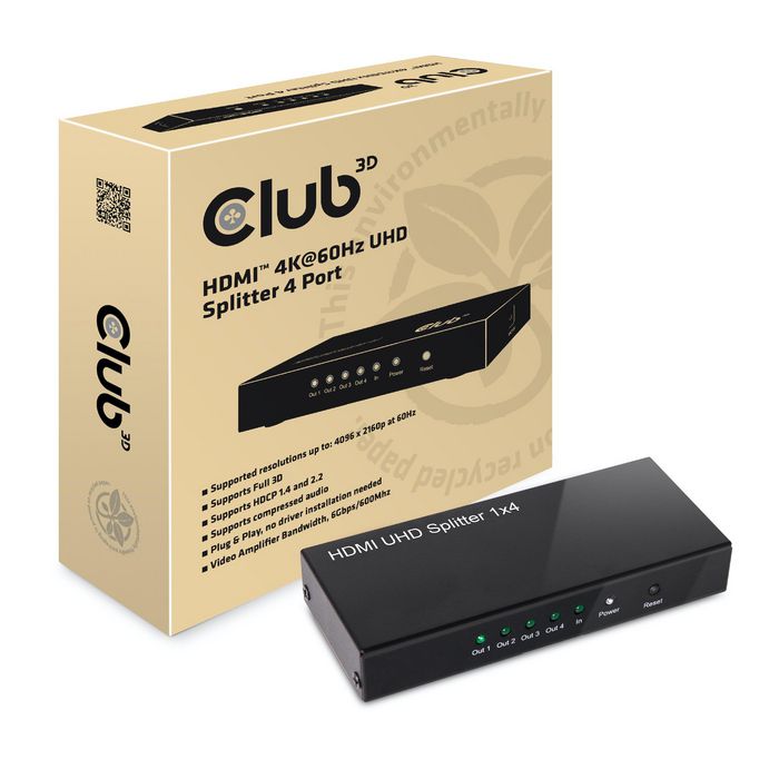 Club3D HDMI 2.0 UHD Splitter 4 Ports - W125089108