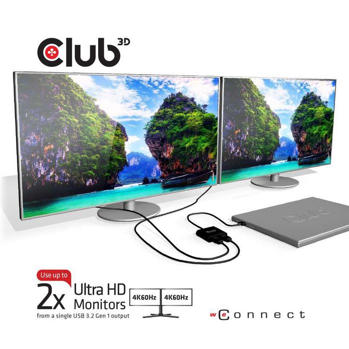 Club3D SenseVision USB A to DisplayPort™ 1.2 Dual Monitor 4K 60Hz - W125147503