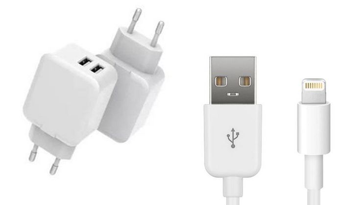 CoreParts USB Charger for iPhone & iPad 12W 5V 2.4A Output: Double USB-A with 2meter Lightning cable for iPhone and iPad - W126359765