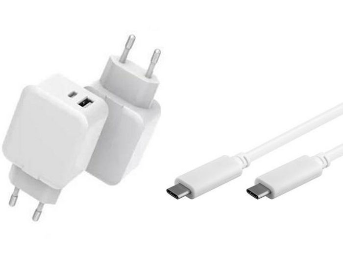 CoreParts USB-C Charger with 1meter USB-C cable 30W 5V-12V/2A-3A Output: USB-C + USB-A PD QC3.0 Input: 110-230V EU Wall, for mobile phones, tablets & other devices - W126359772