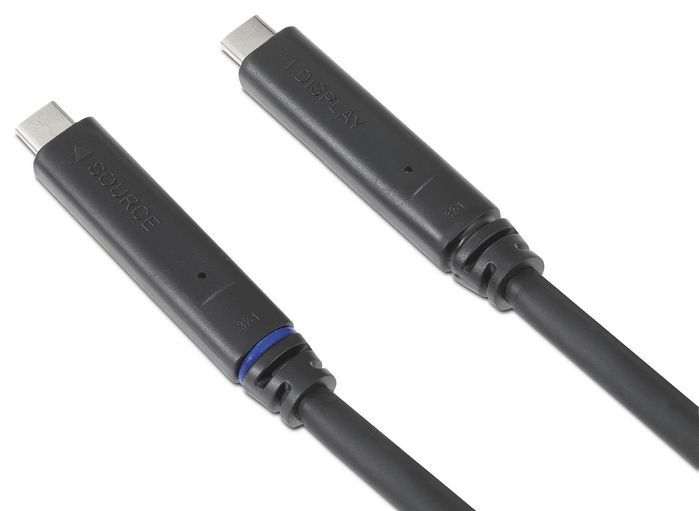 Extron SuperSpeed 5Gbps USB-C 3.2 Optical Cables, 15' (4.5 m), Black, 5 Gbps, 4K/30, 6.5 mm - W126322663
