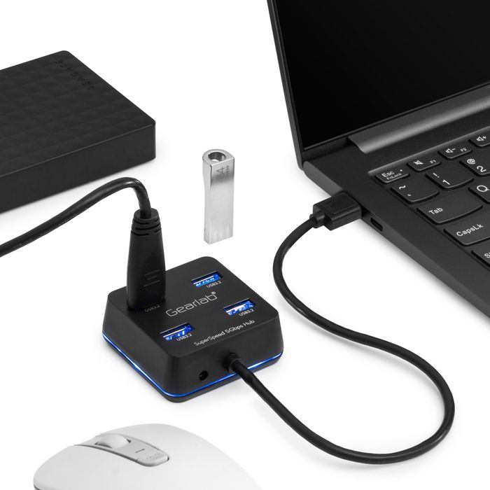 GLB235401, Gearlab 4 Port USB 3.2 Hub with USB-A cable