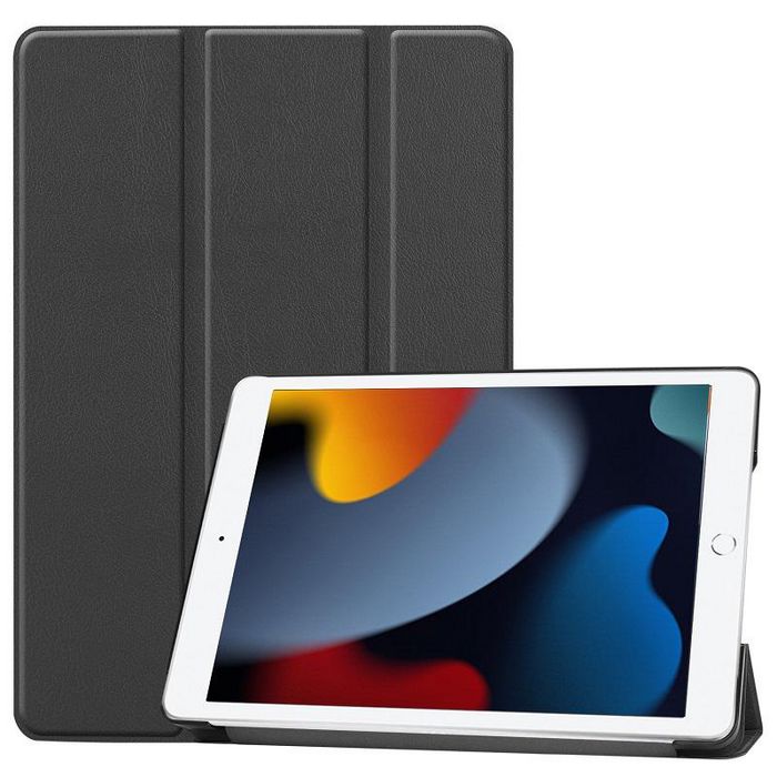 CoreParts Cover for iPad 7/8/9 2019-2021, 10.2" Tri-fold Caster Hard Shell Cover with Auto Wake Function - Black - W126439124