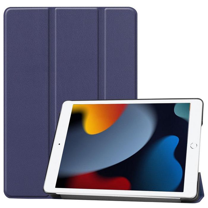 CoreParts Cover for iPad 6/7/8 2019-2021 for iPad 7/8/9 (2019-2021) 10.2" Tri-fold Caster Hard Shell Cover with Auto Wake Function - Dark Blue - W126439125