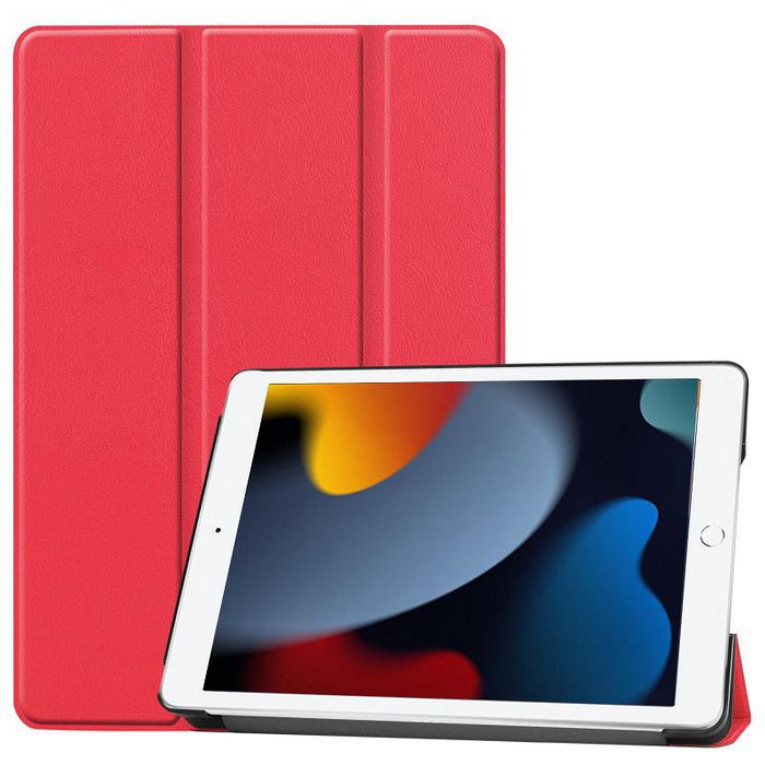 CoreParts Cover for iPad 6/7/8 2019-2021 for iPad 7/8/9 (2019-2021) 10.2" Tri-fold Caster Hard Shell Cover with Auto Wake Function - Red - W126439126