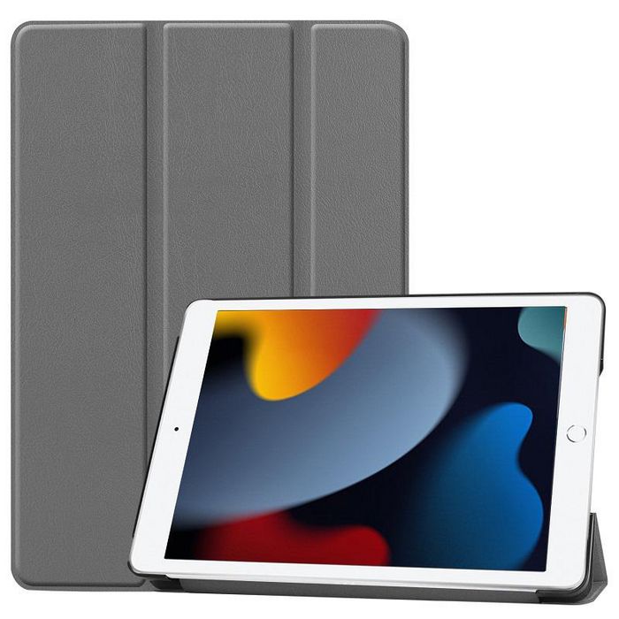 CoreParts Cover for iPad 6/7/8 2019-2021 for iPad 7/8/9 (2019-2021) 10.2" Tri-fold Caster Hard Shell Cover with Auto Wake Function - Gray - W126439127