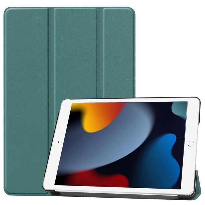 CoreParts Cover for iPad 7/8 2019-2021 for iPad 7/8/9 (2019-2021) 10.2" Tri-fold Caster Hard Shell Cover with Auto Wake Function - Dark Green - W126439129