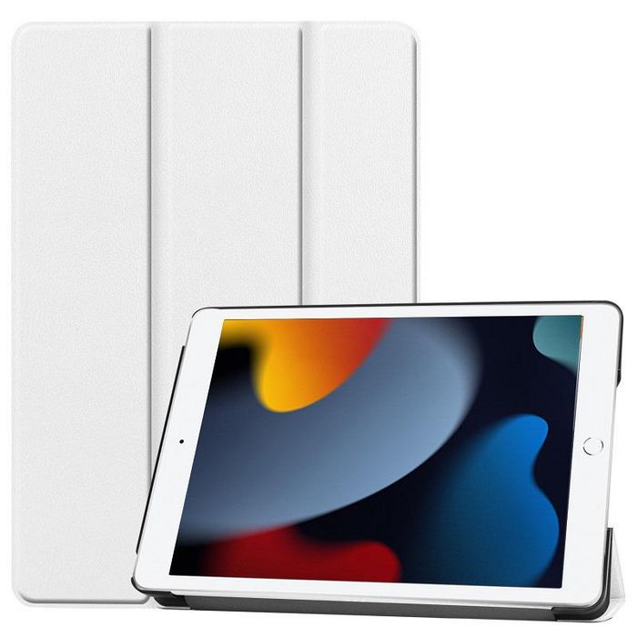 CoreParts Cover for iPad 6/7/8 2019-2021 for iPad 7/8/9 (2019-2021) 10.2" Tri-fold Caster Hard Shell Cover with Auto Wake Function - White - W126439130