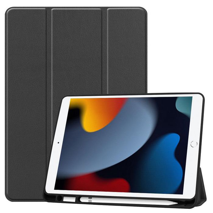 CoreParts Cover for iPad 6/7/8 2019-2021 for iPad 7/8/9 (2019-2021) 10.2" Tri-fold Caster TPU Cover Built-in S Pen Holder with Auto Wake Function - Black - W126439140