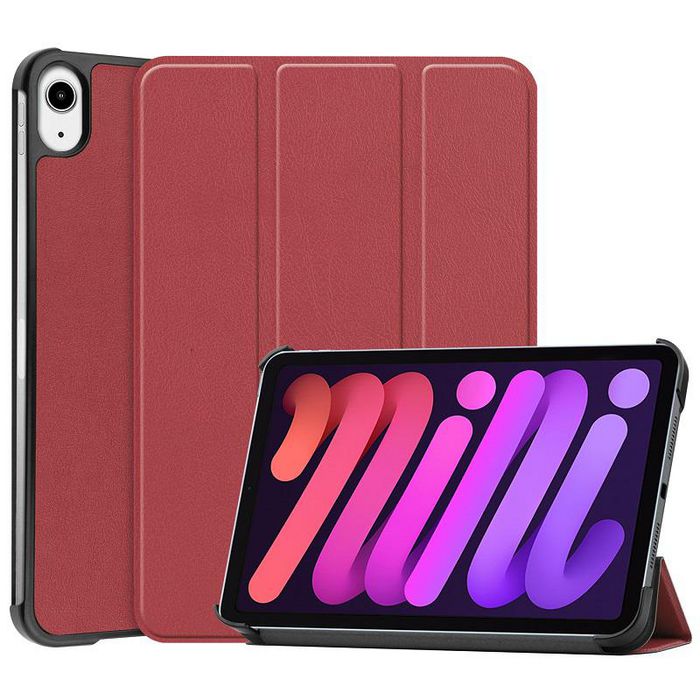 CoreParts Cover for iPad Mini 6 2021 for iPad Mini 6 (2021) Tri-fold Caster Hard Shell Cover with Auto Wake Function - Wine Red - W126439086