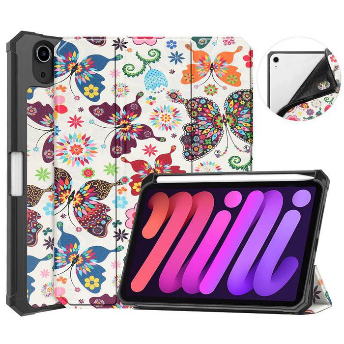 CoreParts Cover for iPad Mini 6 2021 for iPad Mini 6 (2021) Tri-fold Caster TPU Cover Built-in S Pen Holder with Auto Wake Function - CSHD Style - W126439110
