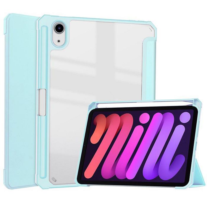 CoreParts Cover for iPad Mini 6 2021 for iPad Mini 6 (2021) Tri-fold Transparent TPU Cover Built-in S Pen Holder with Auto Wake Function - Sky Cloud Blue - W126439122